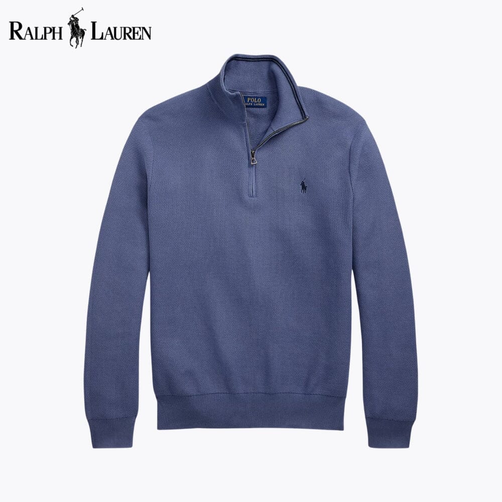 RL Mesh-Knit Cotton Quarter-Zip Sweater